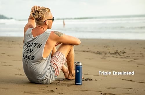 HYDRO CELL Stainless Steel Insulated Water Bottle with Straw - For Cold & Hot Drinks - Metal Vacuum Flask with Screw Cap and Modern Leakproof Sport Thermos for Adults (Navy 18oz)