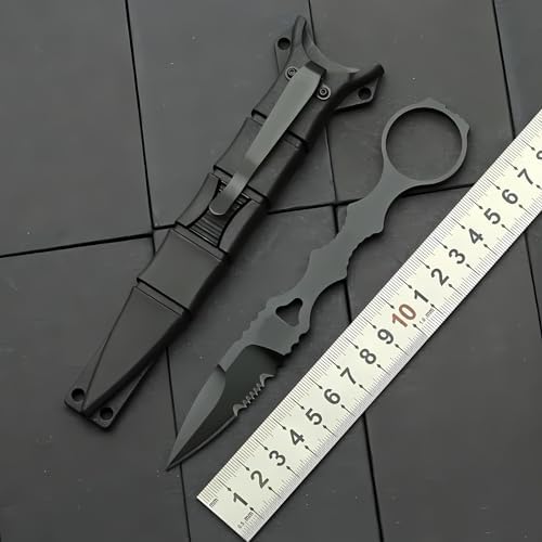 Portable Knife 6.7 Inch 440C Fixed Blade Outdoor Camping Portable Straight Knife With Kydex Sheath The Knife Comes In Black And White (Black)
