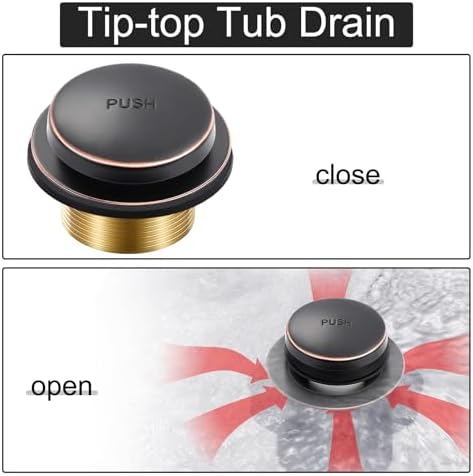Oil Rubbed Bronze Bathtub Drain Tip-Toe Tub Trim Set with Two-Hole Overflow Faceplate Bathroom Tub Drains Replacement Conversion Kit