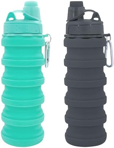 Collapsible Water Bottles Travel water bottle Sports Portable Sport Water Bottle Reusable Water Bottles comes with mountaineering Buckle 500ml silicone Water-proof camping water bottle