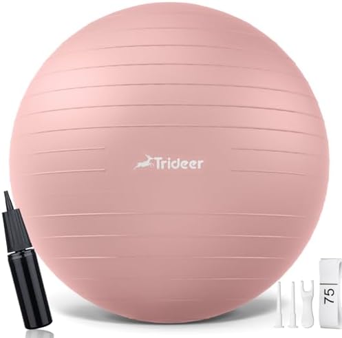 Trideer Yoga Ball - Exercise Ball for Workout pilates Stability - Anti-Burst and Slip Resistant for physical therapy, Birthing, Stretching & Core Workout, Office Ball Chair, Flexible Seating, Home Gym