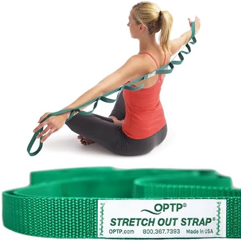 OPTP The Original Stretch Out Strap with Exercise Book, USA Made Top Choice Stretch Out Straps for Physical Therapy, Yoga Stretching Strap and Knee Therapy Strap