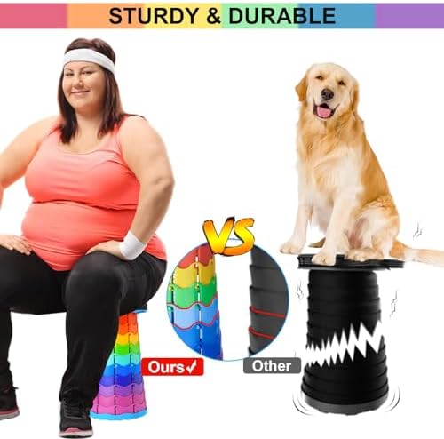 Upgraded Foldable Stool Thickened, Portable Collapsible Stool Retractable Stool for Fishing, Hiking Tours, BBQ, Parties, Outdoor Activities (Rainbow)