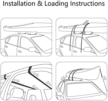 WOOWAVE Canoe Carrier Deluxe Carrier Kit Universal Soft Standard Foam Block for Roof Racks Car-Top Replacement with Tie-Downs, 6 inches