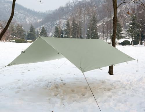 FREE SOLDIER Green 10x10.5ft Waterproof Polyester Camping Tarp with UV Protection, Ideal for Camping, Backpacking, and Hiking
