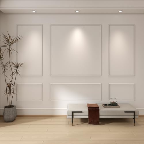 Pangda 3 Set Peel and Stick Wall Molding Kit, Premade Accent Molding Wainscoting Panel for Interior Wall Moulding Decor, Ready to Assemble Wainscoting Accent Panel (63 x 31 in,63 x 72 in)