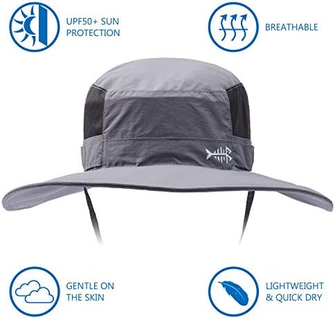 BASSDASH UPF 50+ Sun Fishing Hat Water Resistant with Detachable Neck Flap