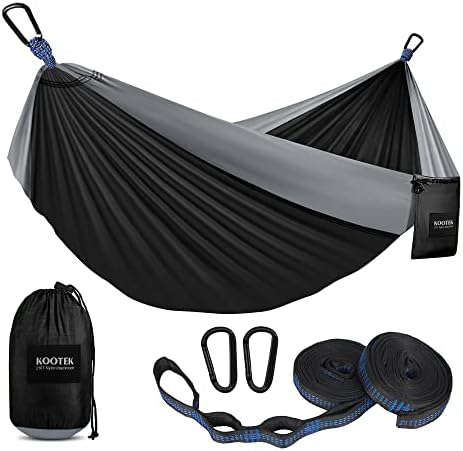 Kootek Camping Hammock 400 lbs Capacity, Portable Hammocks with Tree Straps & Attached Carry Bag, Camping Essentials Gear, Perfect for Outside Indoor Hiking Beach Backpack Travel