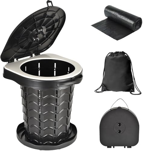 Upgrade Retractable Portable Toilet Travel Toilet Adjustable Height Camping Toilet Portable Potty for Adults Kids, Foldable Portable Toilet for Camping/Car