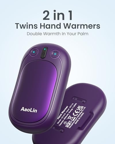 AI Hand Warmers Rechargeable, AaoLin 2 Pack Electric Hand Warmers Reusable, 12Hrs Long Heating, Portable Pocket Handwarmer Great Gift for Outdoors, Camping, Golf, Hunting Gear