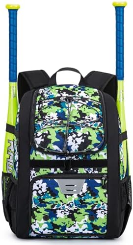 Youth Baseball Bag, Softball Bag for Girls & Boys, Kids Tball Backpack with Shoes Compartment