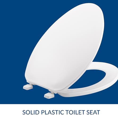BEMIS 170 000 Toilet Seat, ELONGATED, Plastic, White