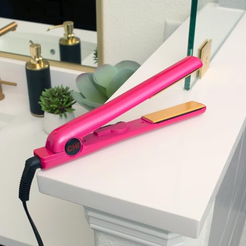 CHI Tourmaline Ceramic Hair Straightening Flat Iron | 1" Plates | Pure Pink | Professional Salon Model Hair Straightener