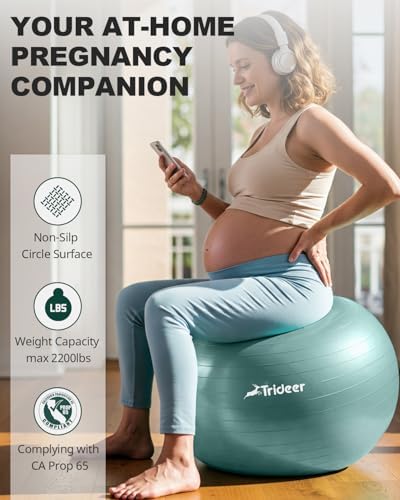 Trideer Yoga Ball - Exercise Ball for Workout pilates Stability - Anti-Burst and Slip Resistant for physical therapy, Birthing, Stretching & Core Workout, Office Ball Chair, Flexible Seating, Home Gym