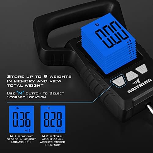 KastKing Fish Scale, WideView Floating Waterproof Digital Scale, 2.5” Large LCD Display, 110lb Capacity, Multi-Mode Pound/Ounces & Kilograms, Stores up to 9 Weights, Fishing Gifts for Men