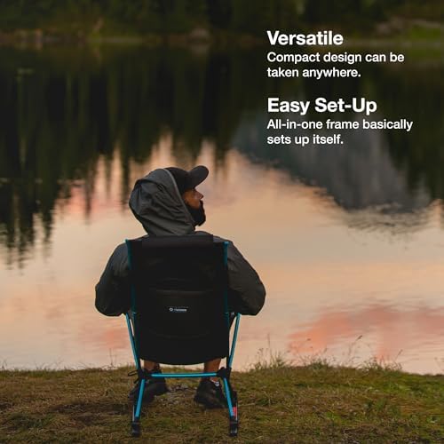 Helinox Chair Two Ultralight, High-Back, Collapsible Camping Chair, Black, with Pockets