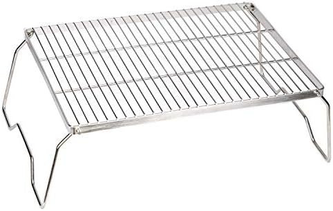 ZORMY 17" Large Folding Campfire Grill, 304 Stainless Steel Firepit Grill Grate, Heavy Duty Portable Camping Grill with Carrying Bag, Gas BBQ Grill Grate for Backpacking, Hiking, Picnics (Large)