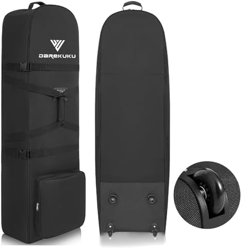 Golf Travel Bags for Airlines with Adjustable Support Rod and Detachable Shoulder Straps, Soft Foldable Golf Club Travel Covers, 900D Heavy Duty Oxford -Universal Size