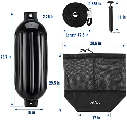 Affordura Boat Fender 4 Pack Boat Bumpers Fenders with 4 Ropes, Boat Bumpers for Pontoon Boat Fenders Inflatable