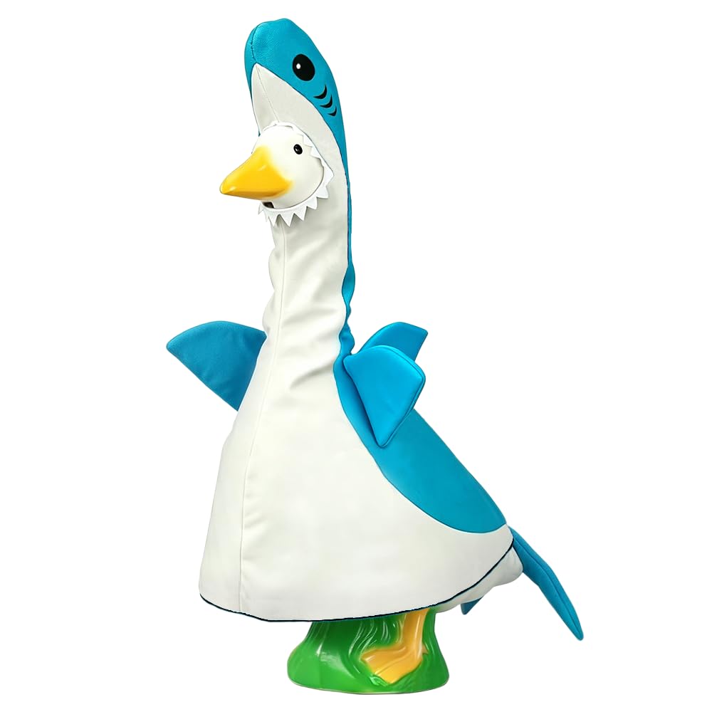 ARGOOFG Summer Porch Goose Outfits for Large 23" H Statue Decor, Shark Blue Costume Set Clothes for Outdoor Patio Lawn Garden Plastic Cement Statue Decoration