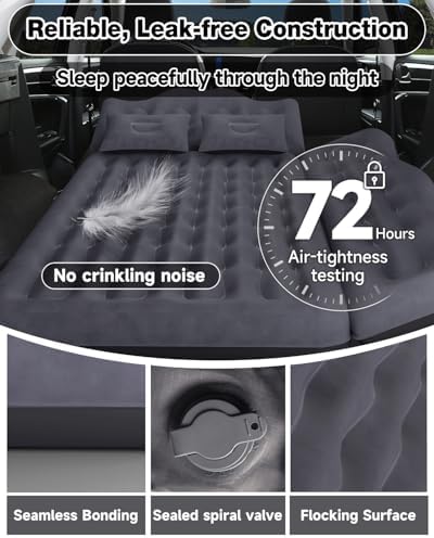 Umbrauto Inflatable Car Mattress Bed: SUV Camping Air Mattress for Truck Backseat with Pump & Pillows, Blow Up Car Sleeping Mattress for Van Back Seat