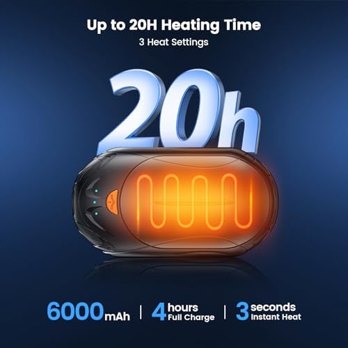 AI Hand Warmers Rechargeable 2 Pack,6000mAh Rechargeable Hand Warmer,20Hrs Long Heating Electric Hand Warmer,Portable Pocket Heater,Pocket Size Hand Warmer, Gifts for Christmas