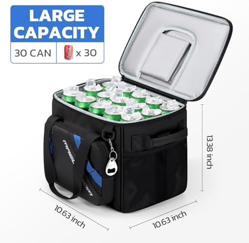 Maelstrom Cooler Bag, 30 Cans Beach Cooler, Large Leakproof Insulated Soft Cooler with Bottle Opener, Ice Chest, Portable Collapsible Cooler for Travel, Camping, Shopping