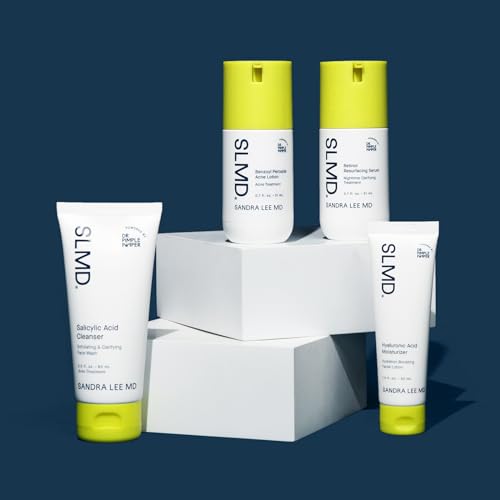 SLMD Skincare by Dr. Pimple popper - 30-Day Acne System - 4-pc Kit - 3 Steps, 2x per Day Full Routine to Treat and Prevent All Stages of Acne