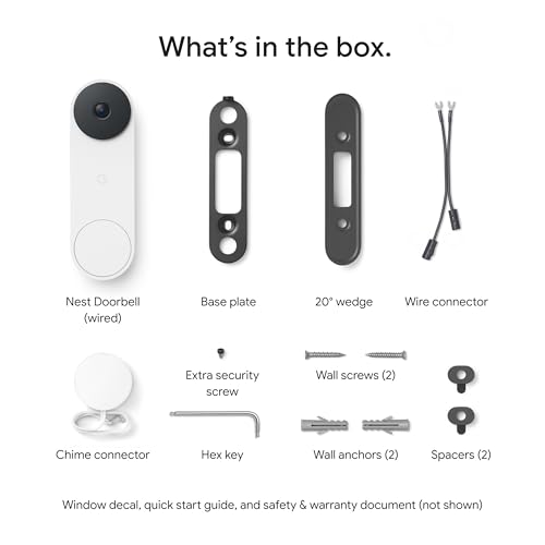 Google Nest Doorbell (Wired, 3rd Gen) - 2K Video and Gemini, Live View, Night Vision, 2-Way Audio - Works with Google Home - 2025 Model - Snow