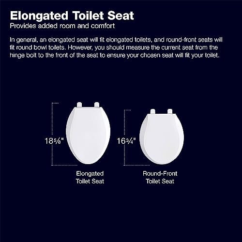 KOHLER K-4636-96 Cachet Quiet Close Elongated Toilet Seat, Slow Close Lid and Seat, Grip-Tight Bumpers and Installation Hardware, Biscuit