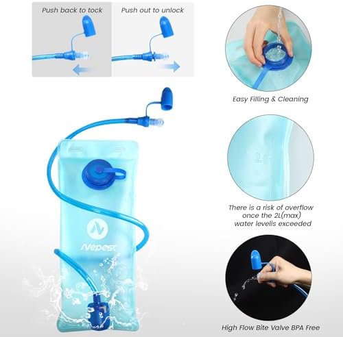 Hydration Backpack with 2L Water Bladder for Cycling, Water Backpack for Hiking Running, Lightweight Hydration Pack