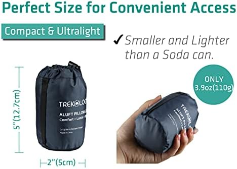 TREKOLOGY Ultralight Inflatable Camping Travel Pillow - ALUFT 2.0 Compressible, Compact, Comfortable, Ergonomic Inflating Pillows for Neck & Lumbar Support While Camp, Hiking, Backpacking
