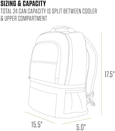 Carhartt Insulated 24 Can Two Compartment Cooler Backpack, Fully-Insulated Base, Durable Water-Resistant for Camping, Beach & Travel