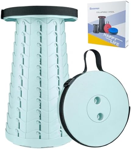 Boreeman Upgraded Folding Stool Lightweight Yet More Sturdy with Load Capacity 400lbs Portable Collapsible Stool for Camping Fishing Hiking BBQ (Ice Cream)