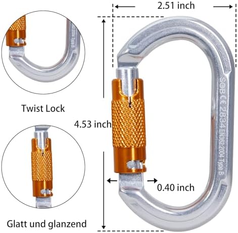 SOB Auto Locking Climbing Carabiner Clips,Heavy Duty Asymmetrical Carabiner Connector Used for Rappelling Gear Rescue Outdoor Projects Dog Leash