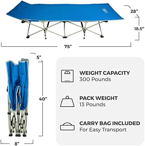 OSAGE RIVER Camping Cot for Adults - Folding Camping Cot - Portable Cots for Sleeping - Rated for 300 lbs
