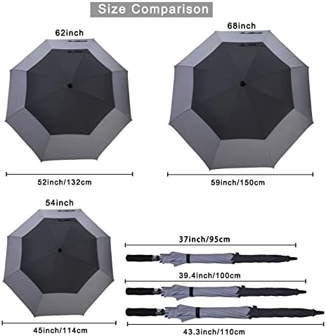 G4Free 47/54/62/68 Inch Automatic Open Golf Umbrella Oversize Extra Large Double Canopy Vented Windproof Waterproof Stick Umbrellas