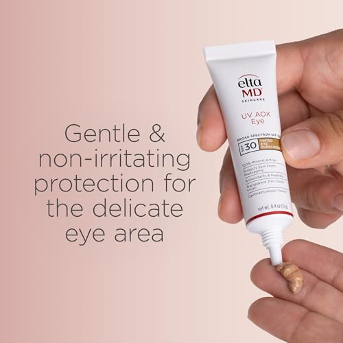 EltaMD UV AOX Tinted Mineral Sunscreen for Eye Area - SPF 30, Tinted Eye Sunscreen, 100% Mineral Face Formula with Anxtioxidants, 0.4 oz Tube