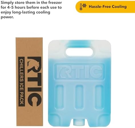 RTIC Refreezable Reusable Cooler Ice Packs Cold Ice Chest Pack Long-Lasting Break-Resistant for Food, Drink, Travel and Storage, 2 Pack