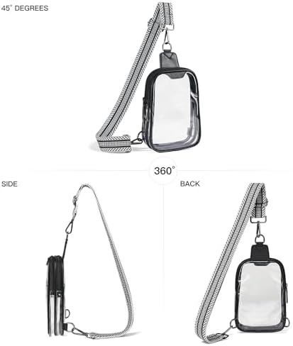 DOUBLE ZIP Clear bags Stadium Approved Crossbody Sling Bag Fanny Pack Purses for Women Men Belt bag for Stadium Events