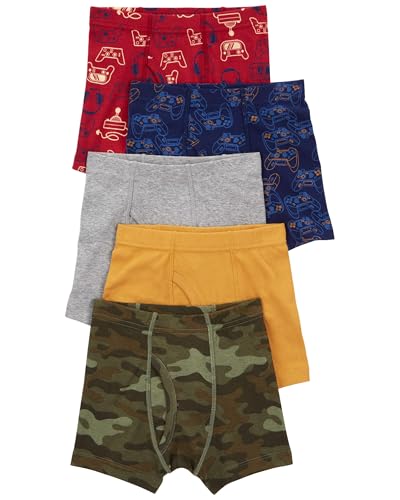 Carter's Boy's 5-Pack Cotton Boxer Briefs (Camo/Gamer, 2-3T)