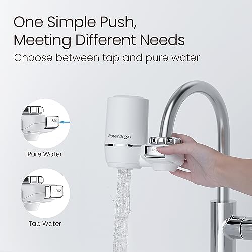 Waterdrop Sink Filter Water Faucet for Skin Care, Bathroom Faucet Filter, 320 Gallons, NSF Certified Water Purifier, 0.01ฮผm Ultra-Filtration System, Reduces Chlorine Lead-Free Material, 1 Filter White