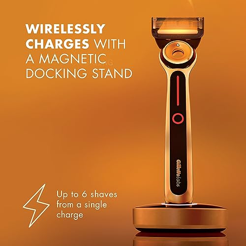 Gillette Labs Heated Razor Gold Edition - 1 Handle, 5 Blade Refills, 1 Charging Dock