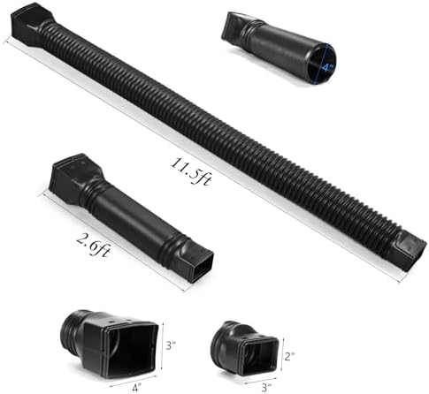 11.5ft Long Gutter Downspout Extensions Flexible, Drain Downspout Extender, Down Spout Drain Extender, Gutter Connector Rainwater Drainage, Extendable from 2.6ft to 11.5ft(Black)