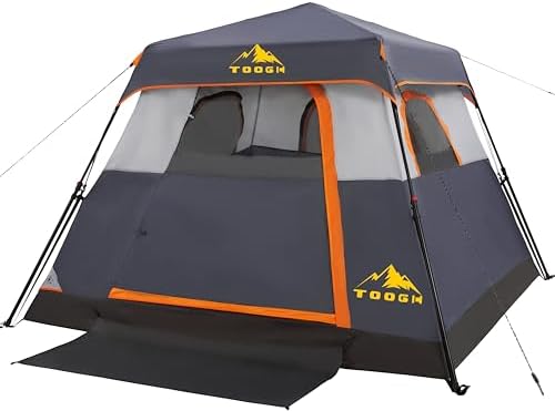 3/4 Person/6 Person Camping Tent Fast Cabin Tent with Instant Setup Tent, Weatherproof Tent Easy Quick Set Up & Pop Up in 60 Seconds with Rainfly Backpack for Family Camping,Upgraded Ventilation