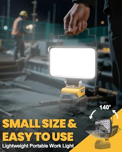 Cordless for Dewalt 20V Max LED Work Light, LIVOWALNY 78W 7800LM 5" 20V Battery Flashlights with USB & Type-C & Low Voltage Protection & 140° Pivoting Head for Emergency, Outdoors and Job Site Light