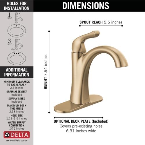 DELTA 15840LF-CZ Arvo Bathroom Faucet, Champagne Bronze