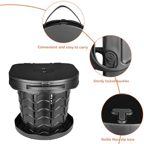 Boreeman Portable camping Toilet, Foldable and Height Adjustable, Load Capacity 400lbs, with Carrying Handle, Perfect for Camping, Travel & Car Use
