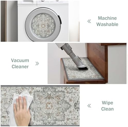 Carpet Stair Treads Non Slip 15PCS, 8" X 30" Edging Stair Runner for Wooden Steps Indoor, Resistant Stair Rugs with Reusable TPE Adhesive Backing, Residue Free Mat for Kids, Elders, Pets, Taupe