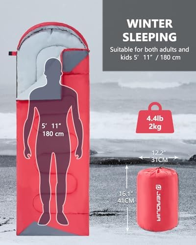 Sleeping Bags for Adults Backpacking Lightweight Waterproof- Cold Weather Sleeping Bag for Girls Boys Mens for Warm Camping Hiking Outdoor Travel Hunting with Compression Bags
